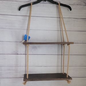 Rustic Hanging Rope Shelf
